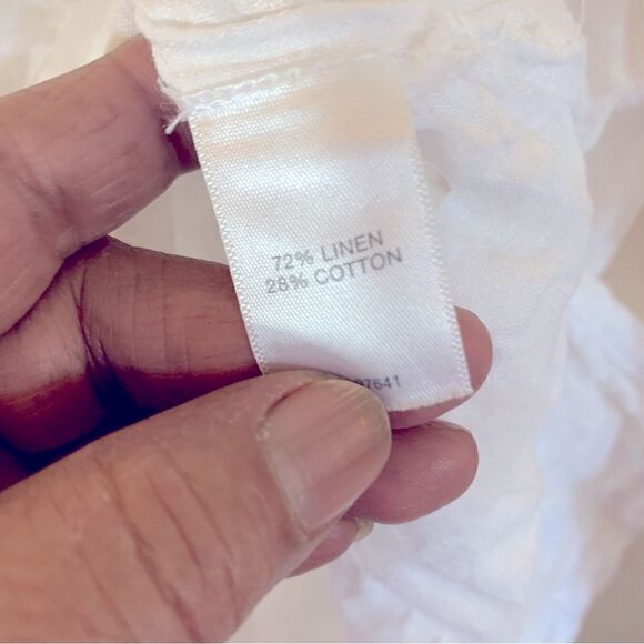 Pure Jill White Puckered Blouse Long Sleeves Button Up Sz Small Gorgeous - Picture 3 of 8